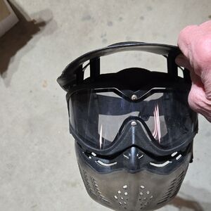 Full-Face Black Tactical VR/AR Protective Mask with Clear Visor